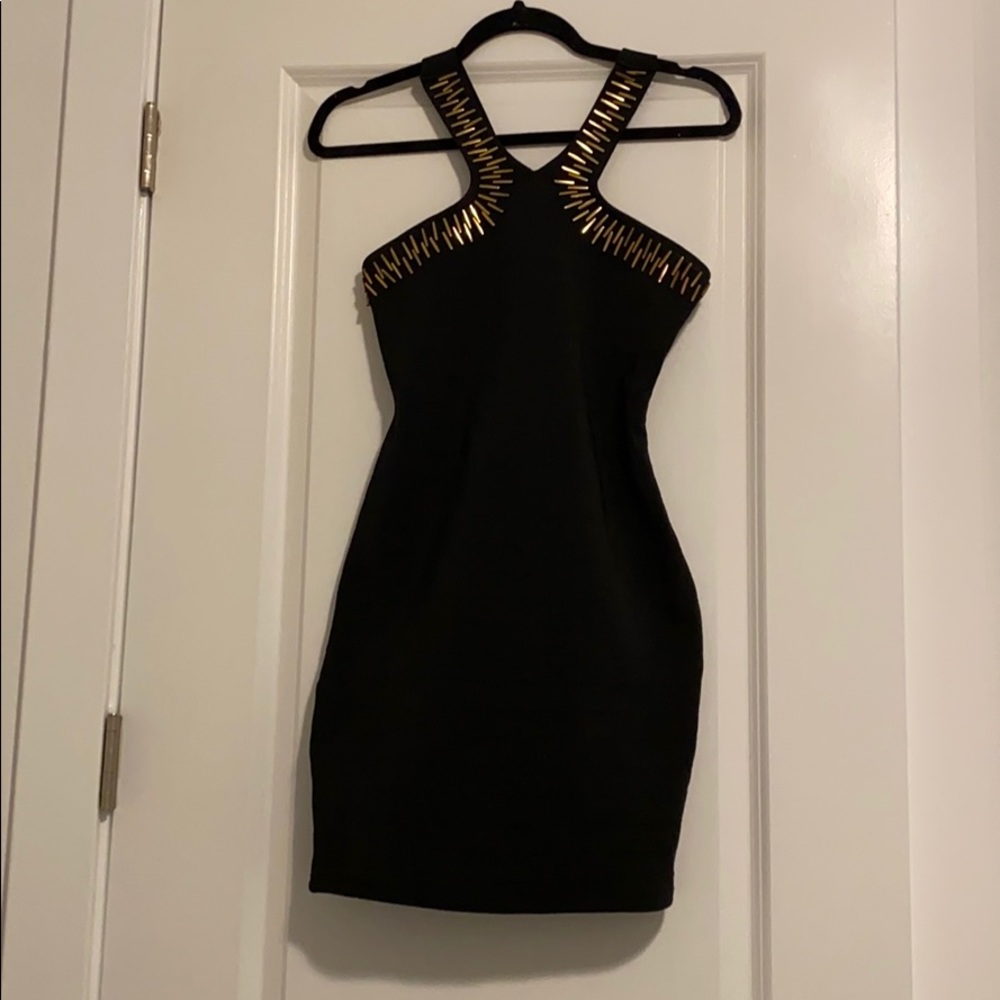 Forever 21 black dress with gold accents